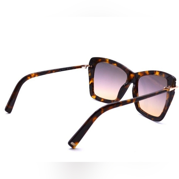 NEW TOM FORD WOMEN HAVANA SQUARE SUNGLASSES TF849 55B SUNGLASSES LEAH FT849/S - Picture 3 of 4